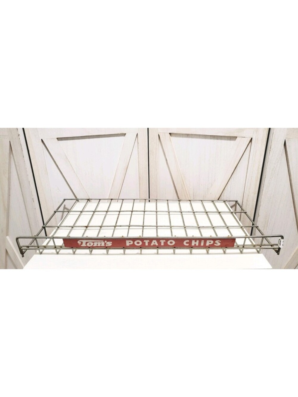 Tom's Potato Chips Brown Red Wire Store Display Rack Advertising